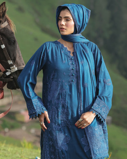 Gullerukh Wadi Ishq | Emb Peach Leather with Emb Shawl | Design 2