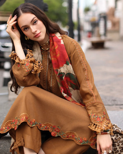 Charizma Poshima Vol 1 | Embroidered Peach Leather | Design 2