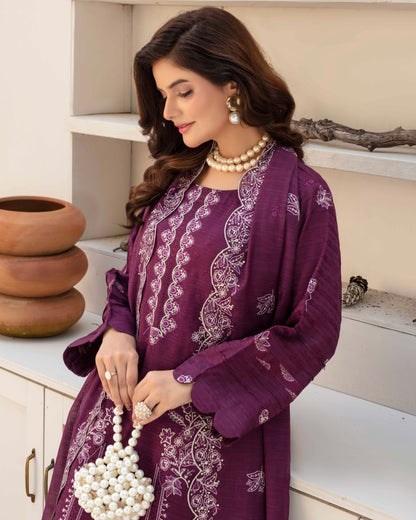 Gullerukh Afsana | Embroidered Stripe Viscose | Design 2