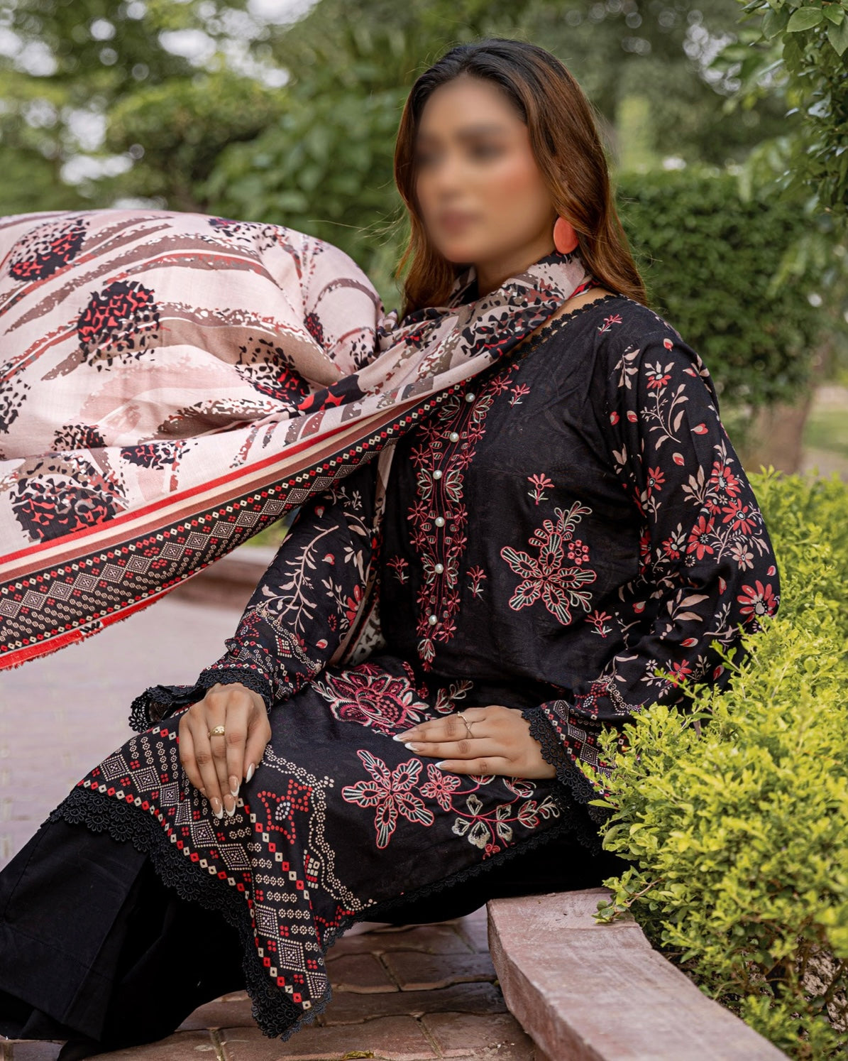 Fantak Jasmine | Embroidered Printed Staple | Design 2