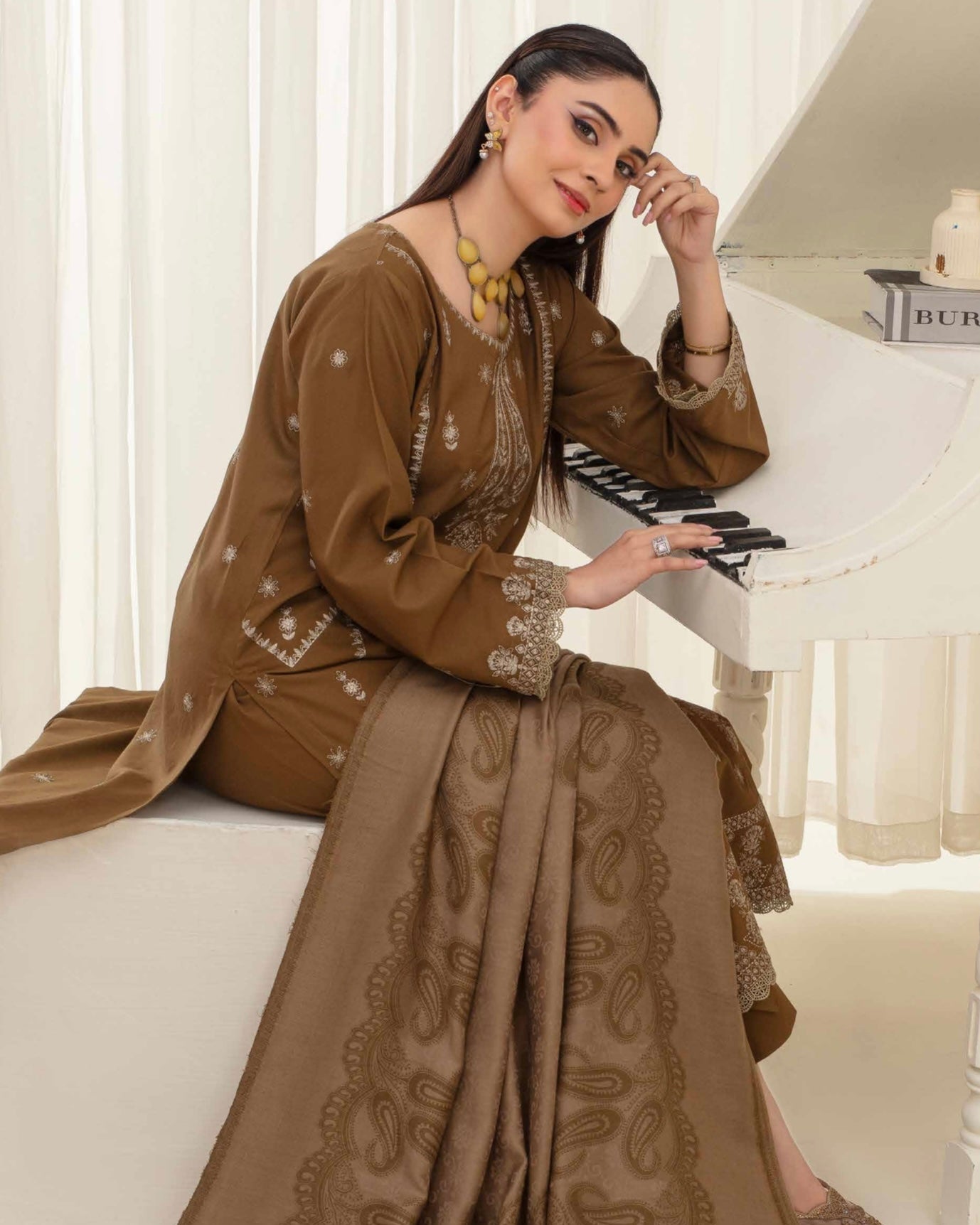 Gull-e-Rukh | Embroidered Dhanak Pashmina Shawl | Design 2