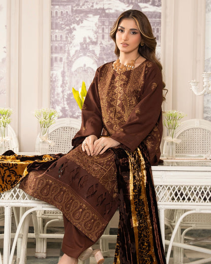 Rangreet | Embroidered Zari Dhanak | Plachi Shawl | Design 2