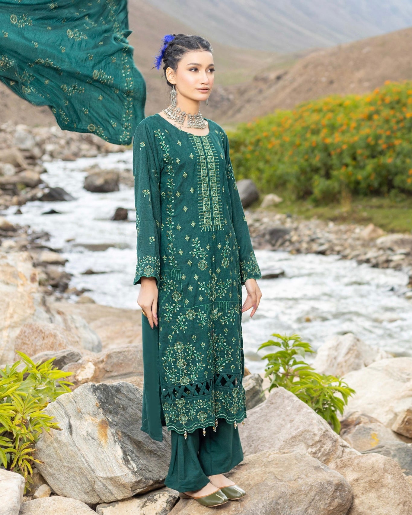 Sobia Waseem | Peach Leather Wool | Design 2