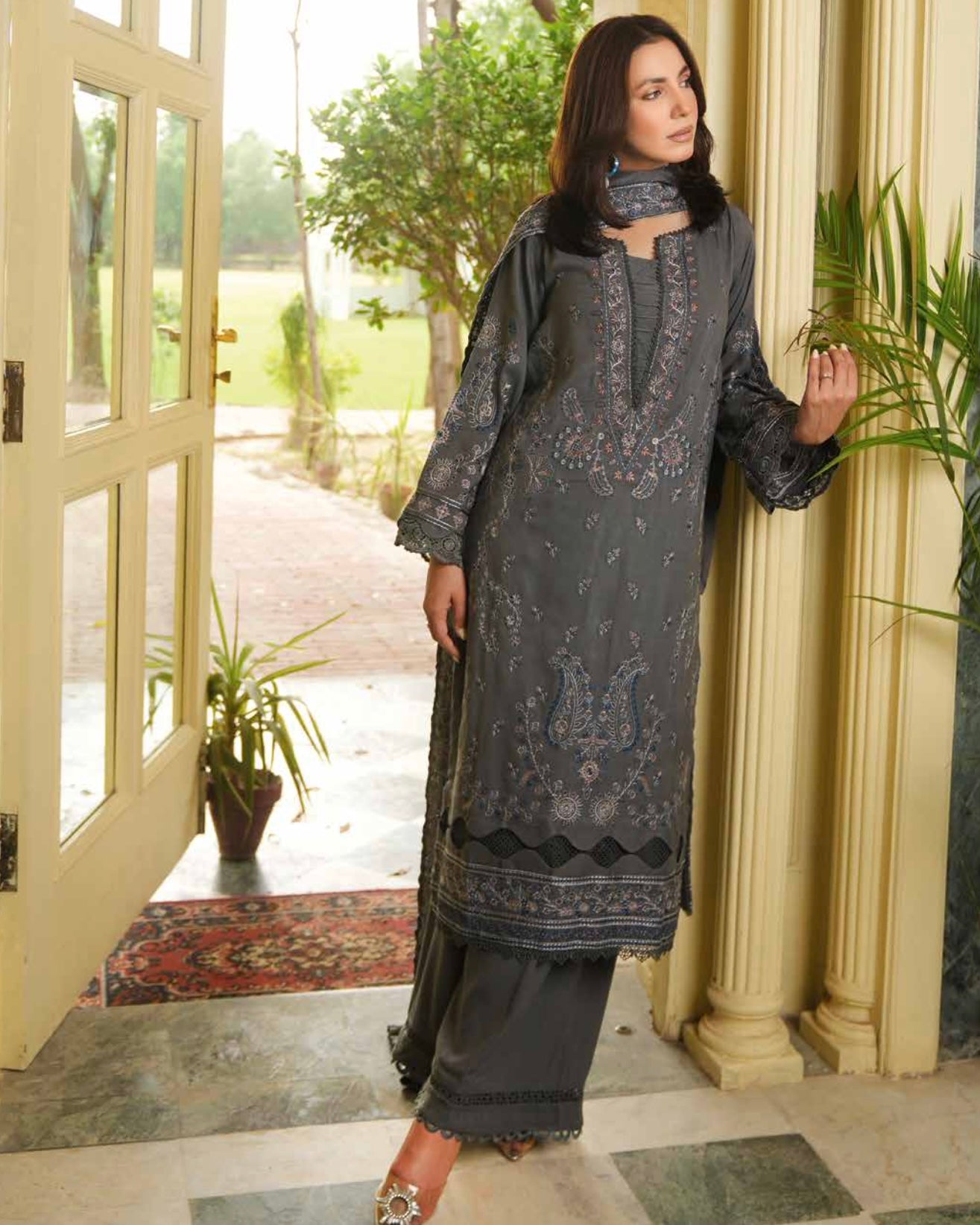 Johra Aarnish | Embroidered Fancy Peach Leather | Design 334