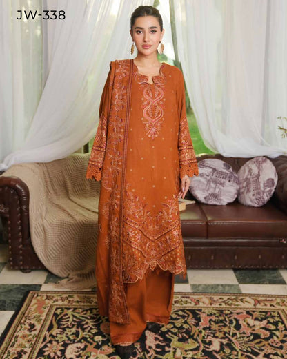 Johra Aarnish | Embroidered Fancy Peach Leather | Design 338
