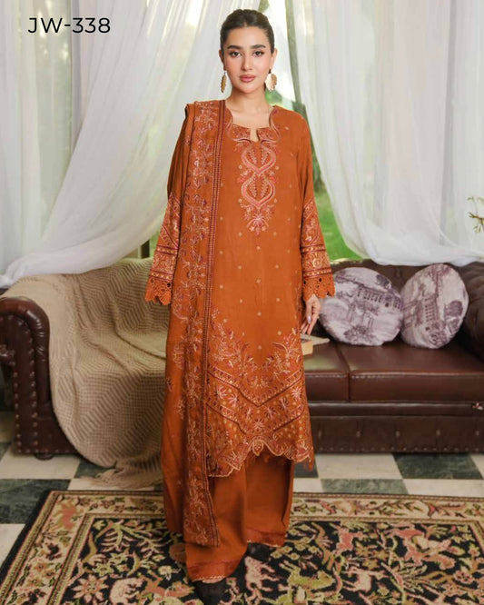 Johra Aarnish | Embroidered Fancy Peach Leather | Design 338