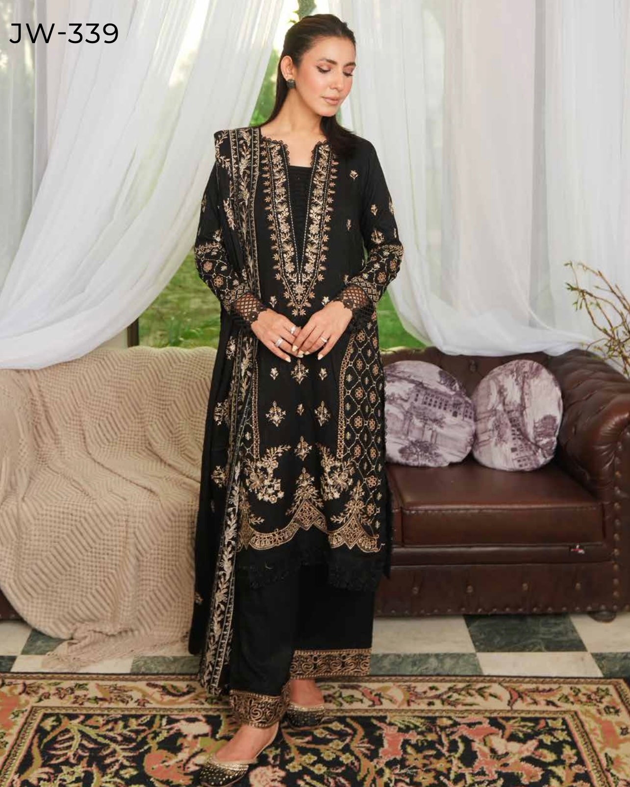 Johra Aarnish | Embroidered Fancy Peach Leather | Design 339