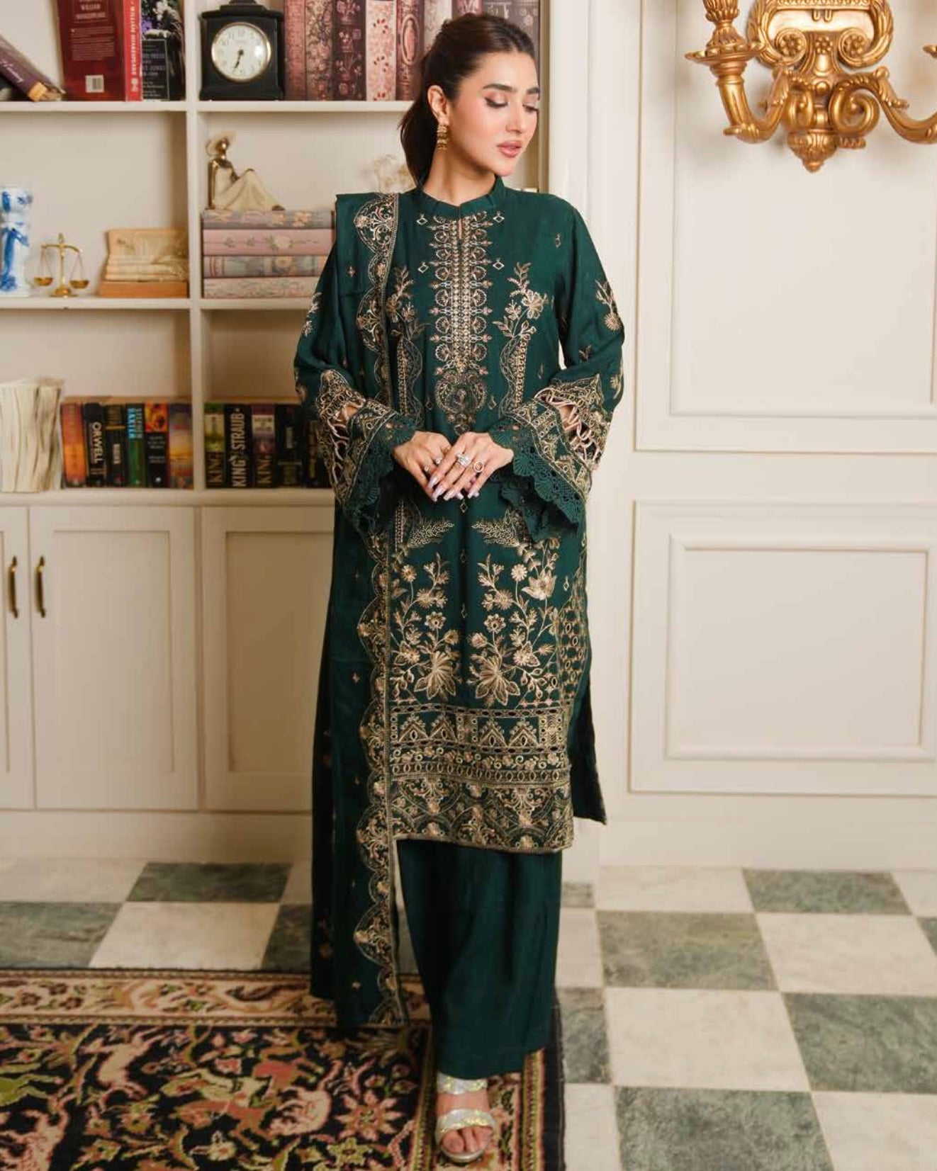 Johra Aarnish | Embroidered Fancy Peach Leather | Design 340