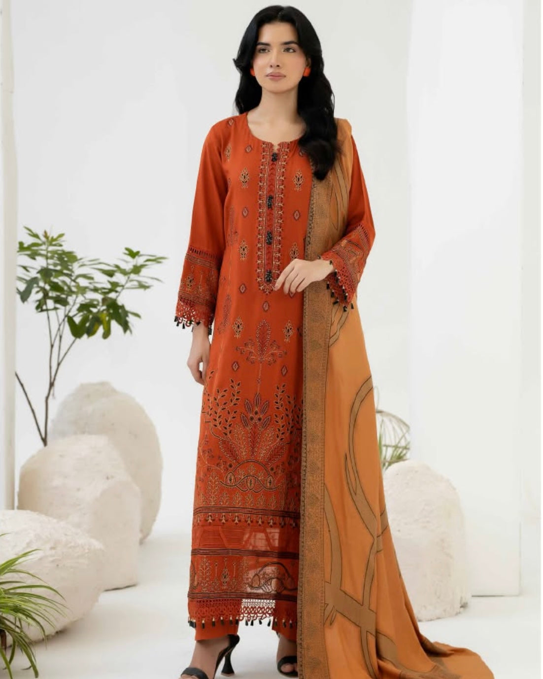 Johra Samama | Embroidered Peach Leather | Design 358