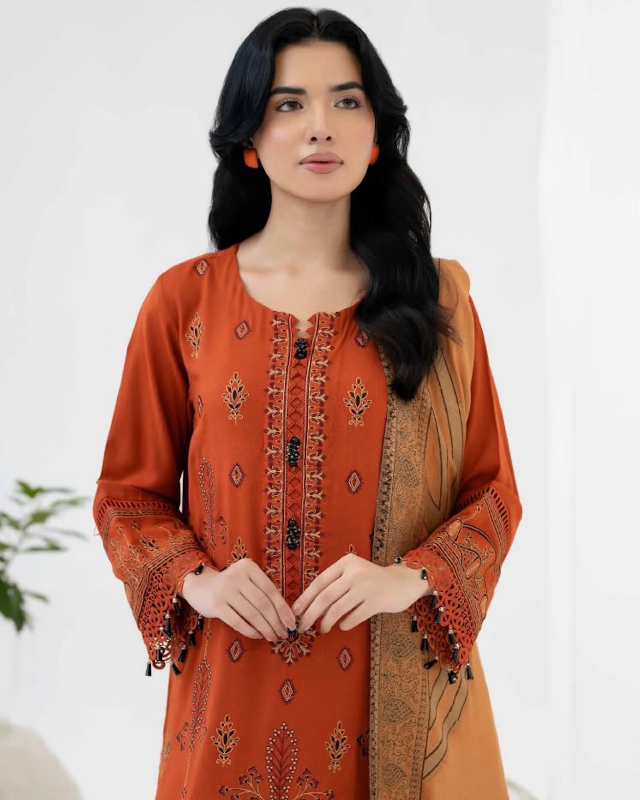 Johra Samama | Embroidered Peach Leather | Design 358