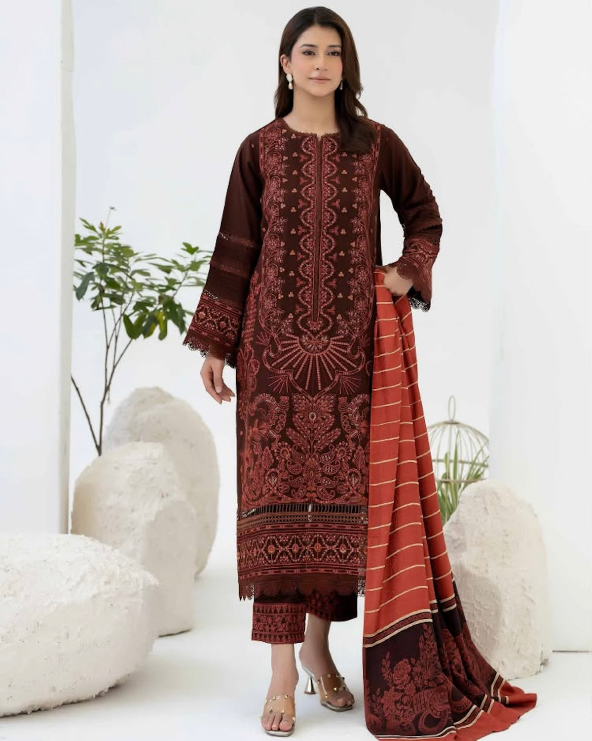 Johra Samama | Embroidered Peach Leather | Design 362