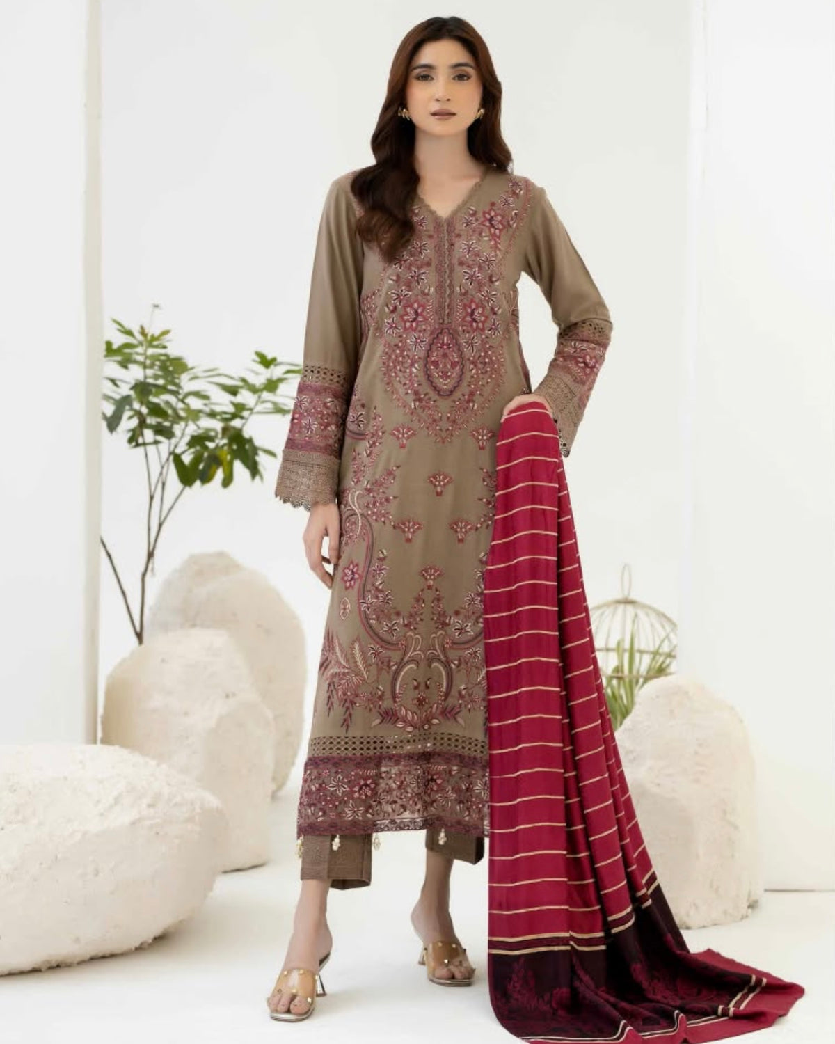 Johra Samama | Embroidered Peach Leather | Design 363
