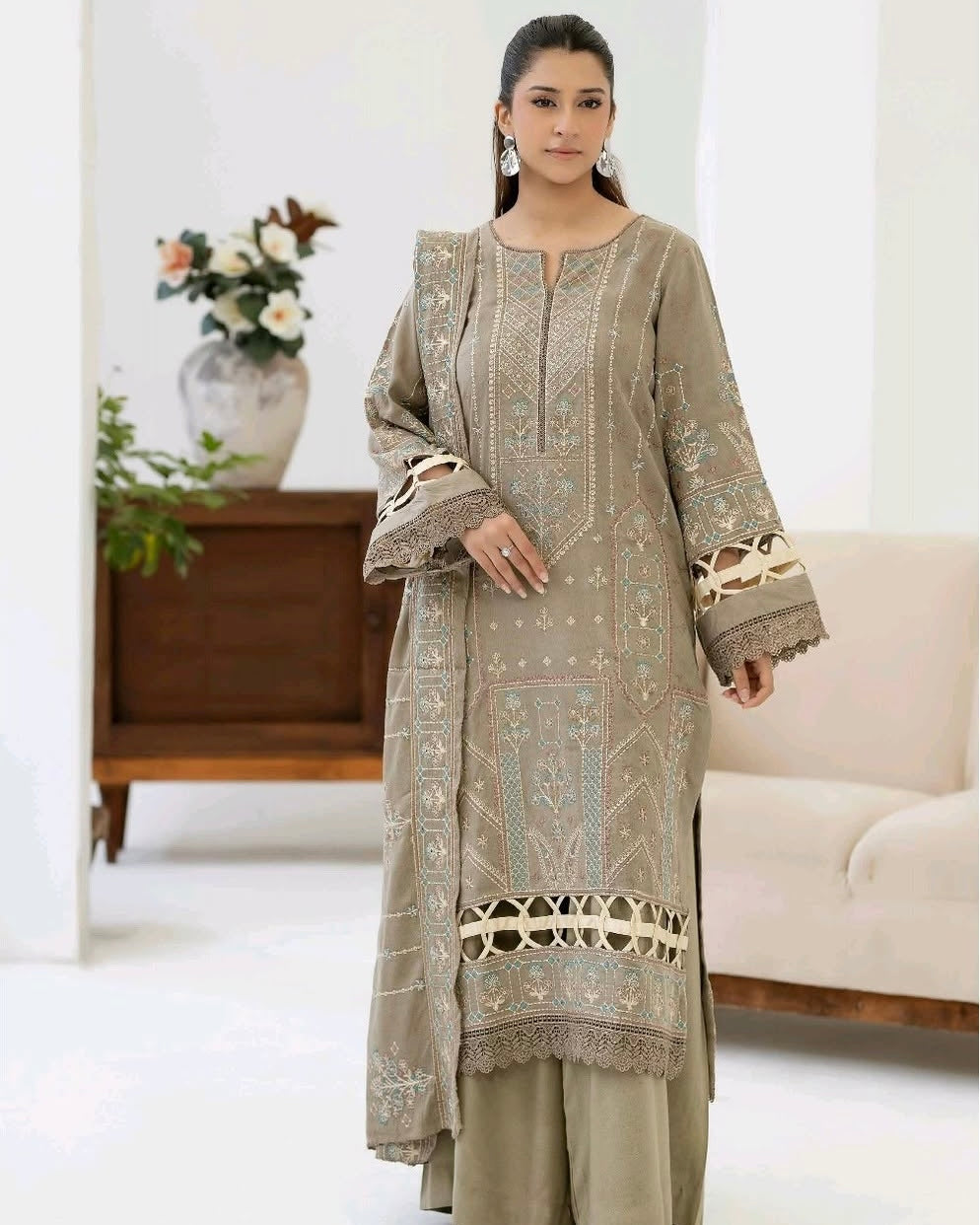 Johra Amala | Embroidered Fancy Peach Leather | Design 392