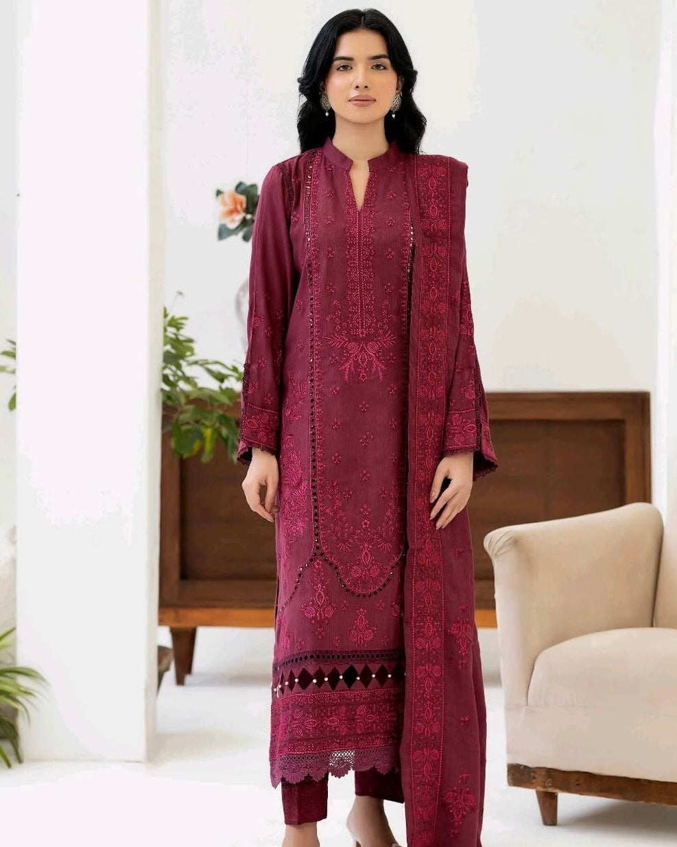 Johra Amala | Embroidered Fancy Peach Leather | Design 396