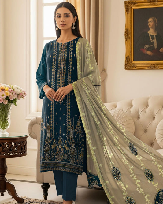 Gull-e-Rukh | Embroidered Micro Velvet | Design 3
