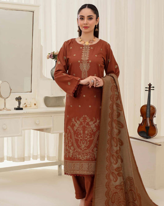 Gull-e-Rukh | Embroidered Dhanak Pashmina Shawl | Design 3
