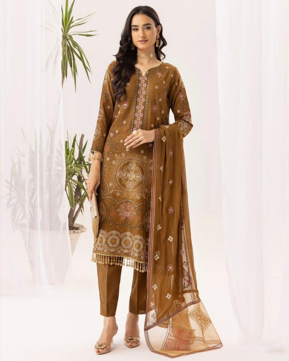 Palwasha Vaniya | Emb Karandi with Emb Chiffon Dupatta | Design 3