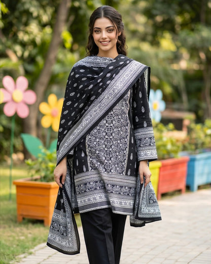 Regalia | Gold Paste Printed Lawn 3pc | Design 3