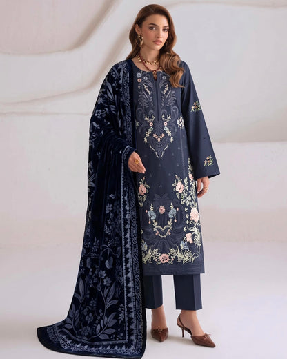 Aizy Zelora | Emb Zari Dhanak with Plachi Shawl | Design 3