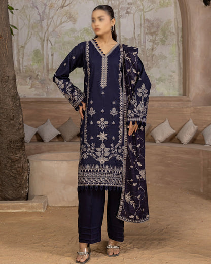 Fantak Nilofer | Emb Dhanak with Emb Wool Shawl | Design 3