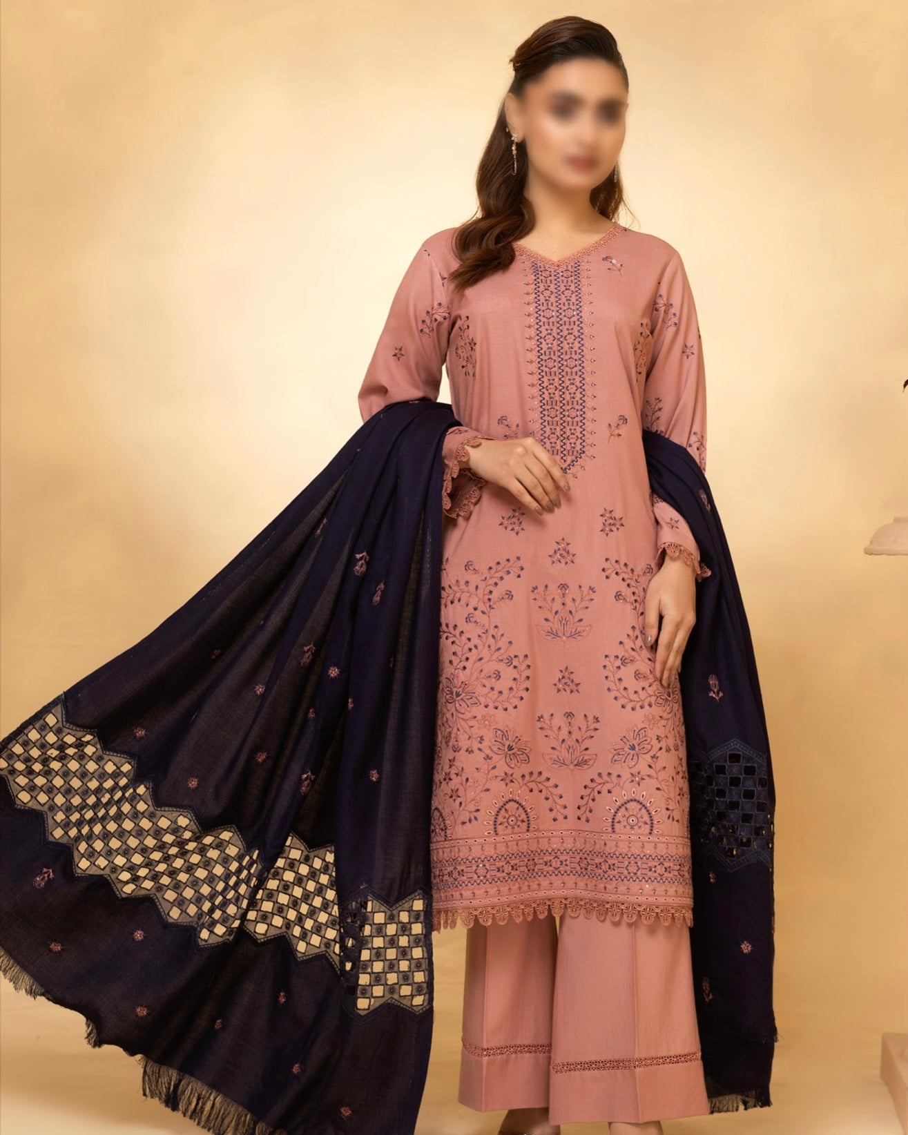 Fantak Andaaz | Emb Dhanak with Emb Wool Shawl | Design 3