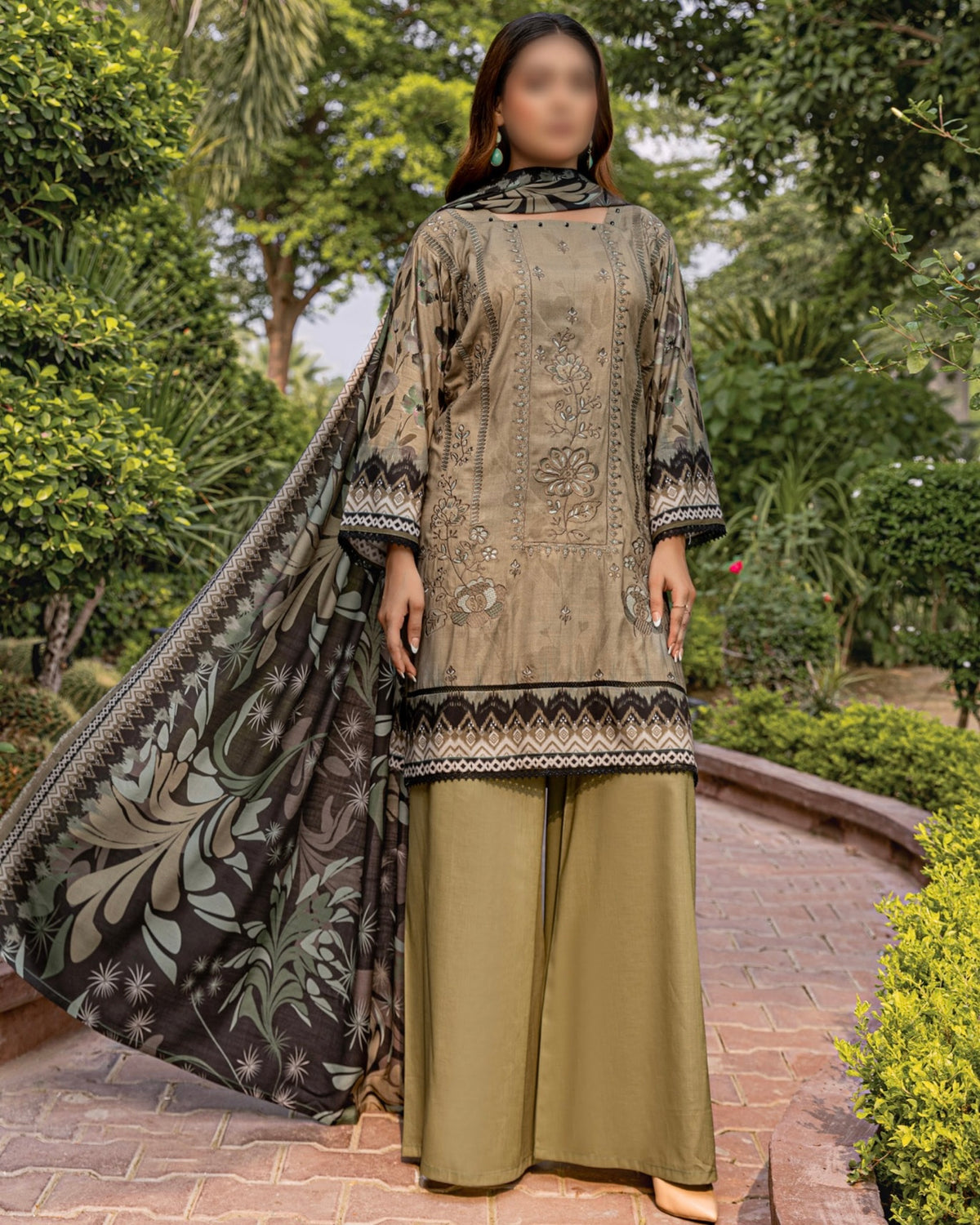 Fantak Jasmine | Embroidered Printed Staple | Design 3