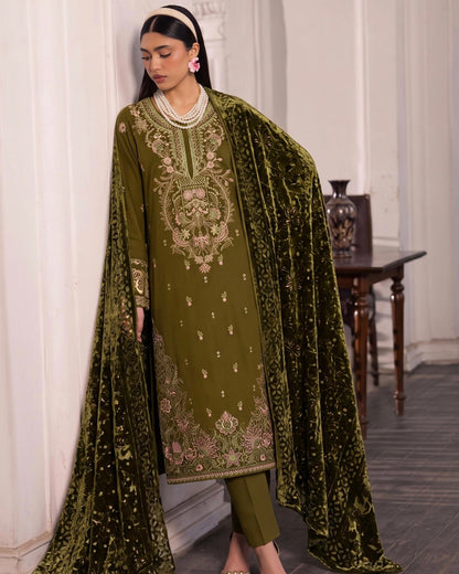 Aizy Amber | Emb Dhanak with Plachi Shawl | Design 3