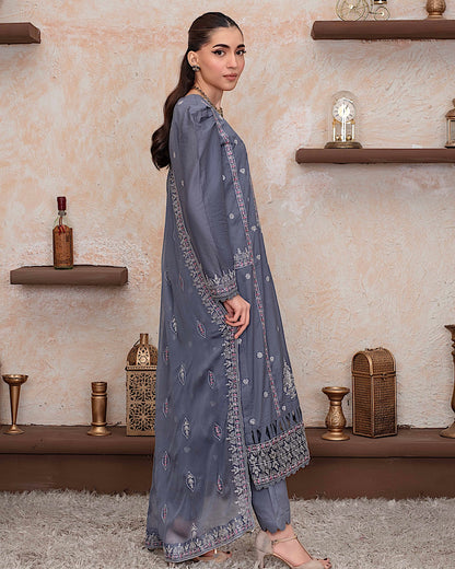 GulleRukh Upscale | Emb Lawn Emb Chiffon Dupatta | Design 3