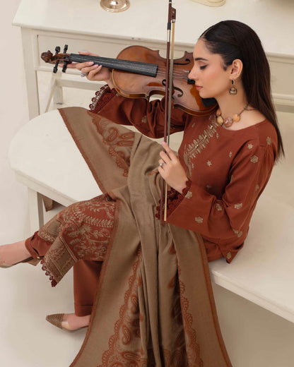 Gull-e-Rukh | Embroidered Dhanak Pashmina Shawl | Design 3