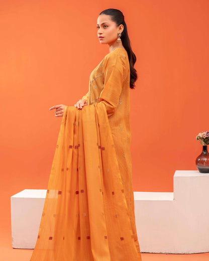 Gullerukh Rangoli | Embroidered Lawn Jacquard Dupatta | Design 3