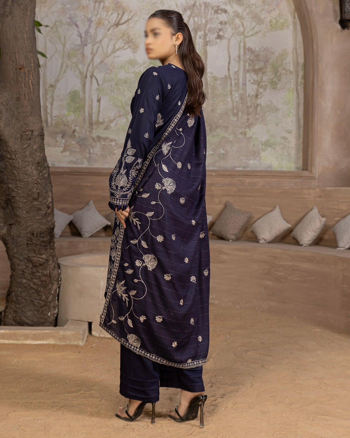 Fantak Nilofer | Emb Dhanak with Emb Wool Shawl | Design 3