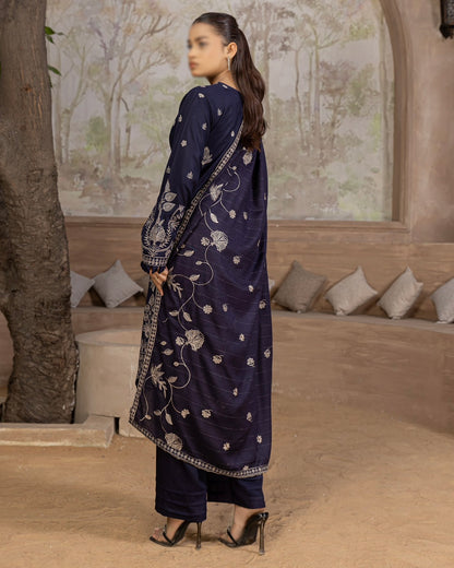 Fantak Nilofer | Emb Dhanak with Emb Wool Shawl | Design 3