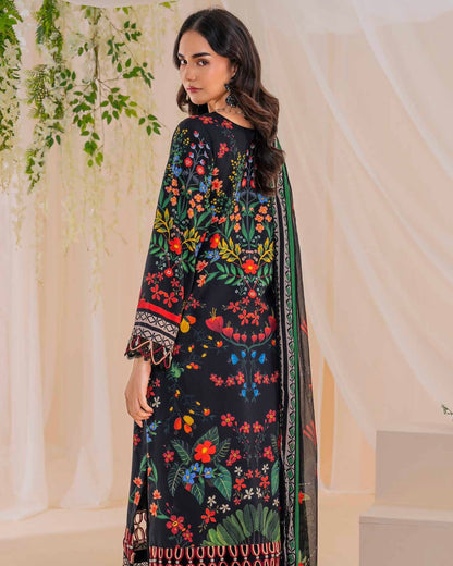 Coral Fall Edit | Printed Linen with Chiffon Dupatta | Design 3