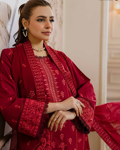 Aalaya Gulnaar | Embroidered Lawn Crinkle Dupatta | Design 3
