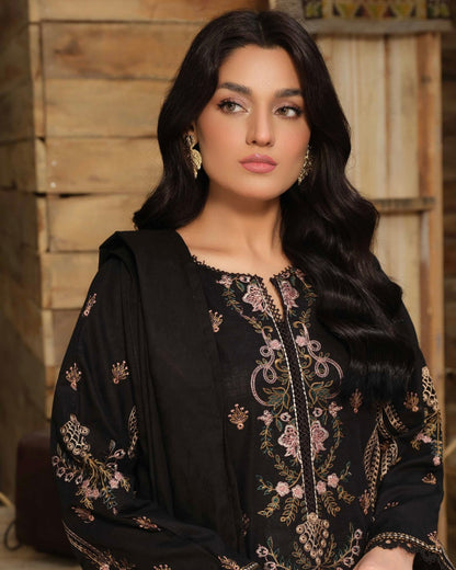 Johra Azura | Embroidered Khaddar Jacquard Shawl | Design 3