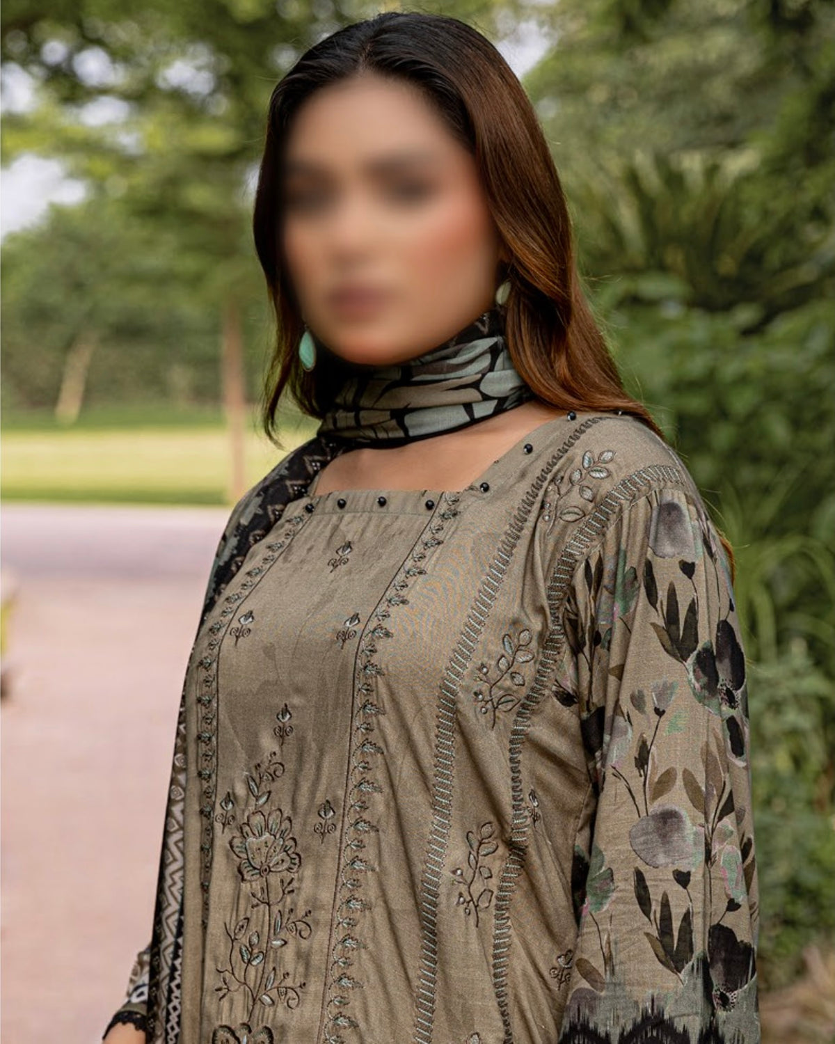 Fantak Jasmine | Embroidered Printed Staple | Design 3