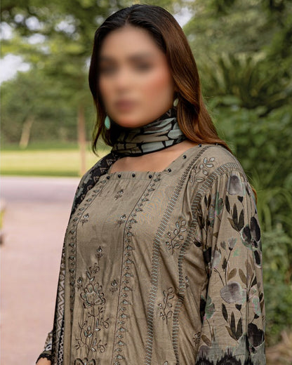 Fantak Jasmine | Embroidered Printed Staple | Design 3