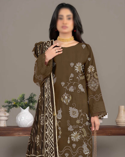 Fantak Zabaish | Emb Dhanak with Plachi Shawl | Design 3