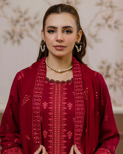 Aalaya Gulnaar | Embroidered Lawn Crinkle Dupatta | Design 3