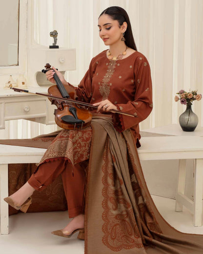 Gull-e-Rukh | Embroidered Dhanak Pashmina Shawl | Design 3