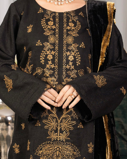Rangreet | Embroidered Zari Dhanak | Plachi Shawl | Design 3