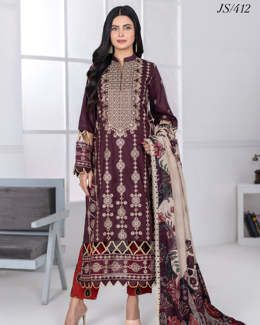 Johra Muswa | Embroidered Lawn | Design 412