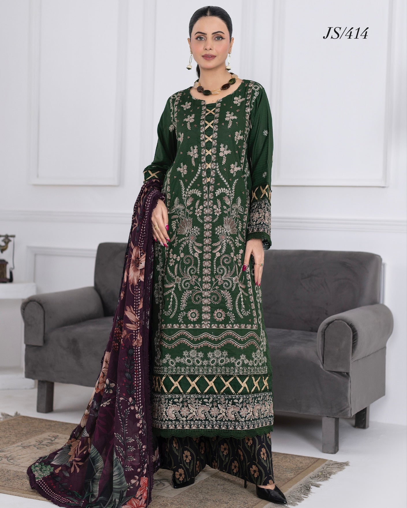 Johra Muswa | Embroidered Lawn | Design 414