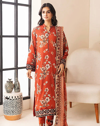 Johra Ehaab | Printed Lawn Emb Dupatta | Design 423