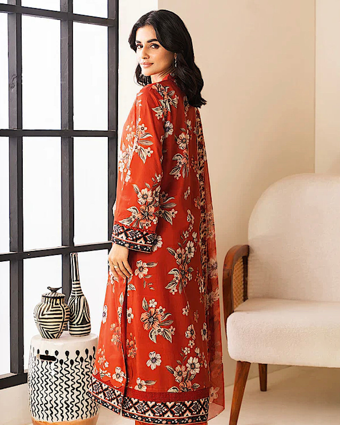 Johra Ehaab | Printed Lawn Emb Dupatta | Design 423