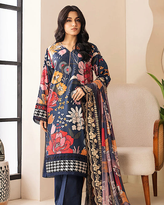 Johra Ehaab | Printed Lawn Emb Dupatta | Design 424