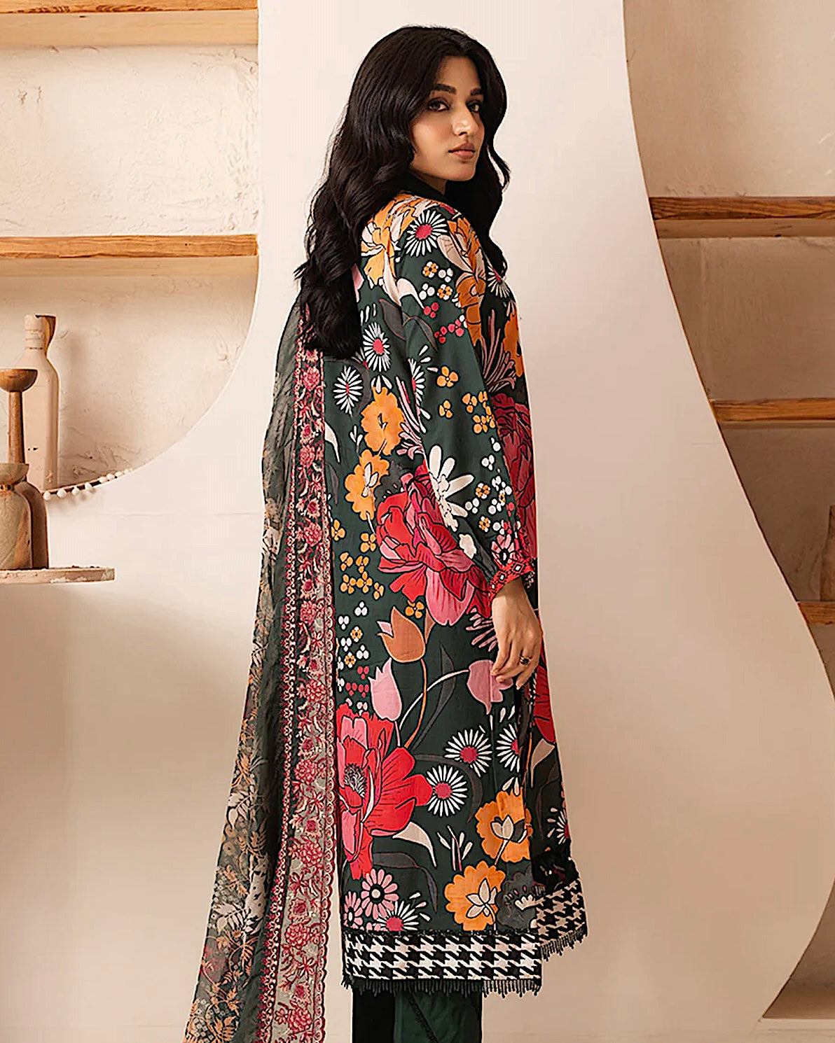 Johra Ehaab | Printed Lawn Emb Dupatta | Design 425