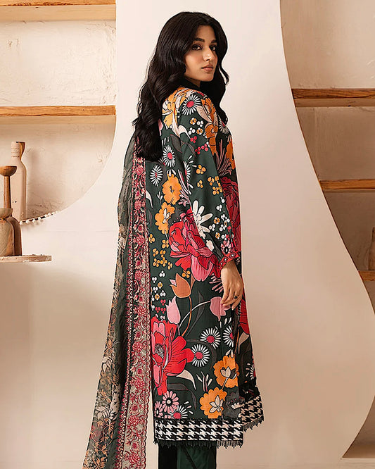 Johra Ehaab | Printed Lawn Emb Dupatta | Design 425