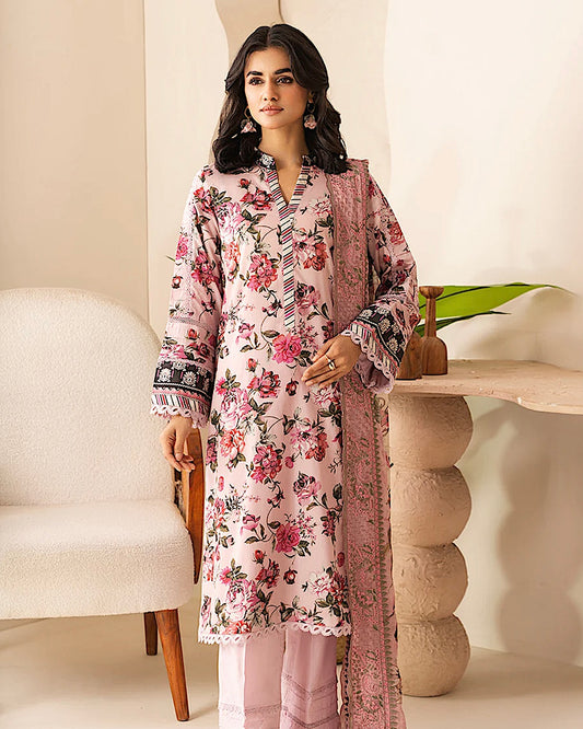 Johra Ehaab | Printed Lawn Emb Dupatta | Design 426