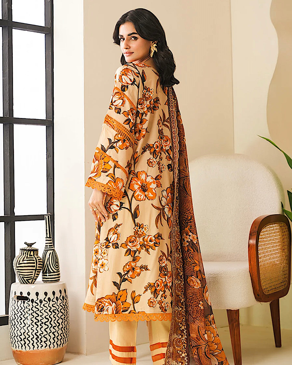 Johra Ehaab | Printed Lawn Emb Dupatta | Design 428